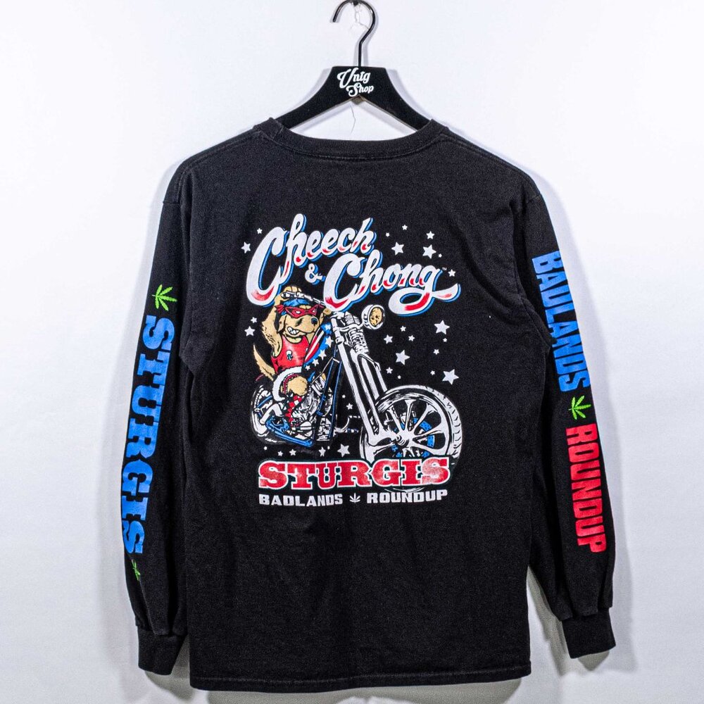 Cheech & Chong Sturgis Badland Round Up T-Shirt Long Sleeve Medium Biker